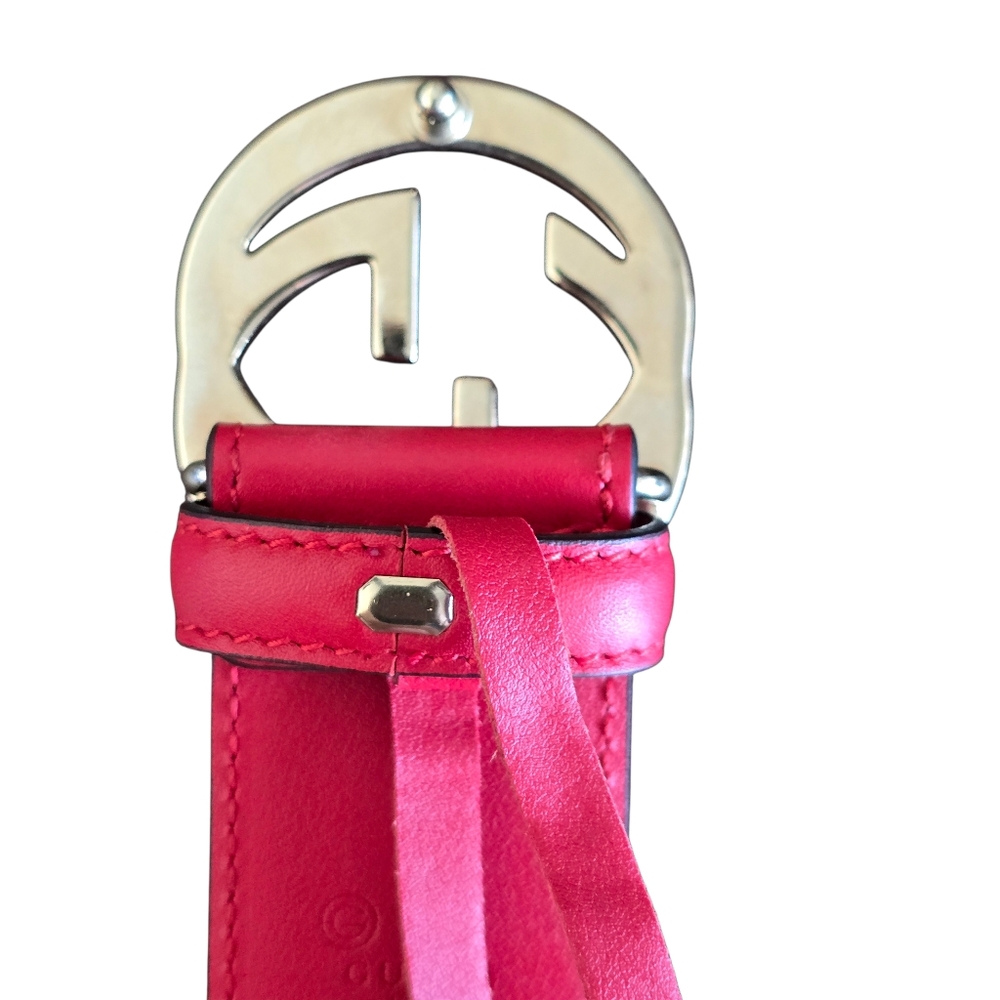 GUCCI Interlocking GG Red Leather Belt – 1.5" Wide – Made in Italy - Picture 7 of 12